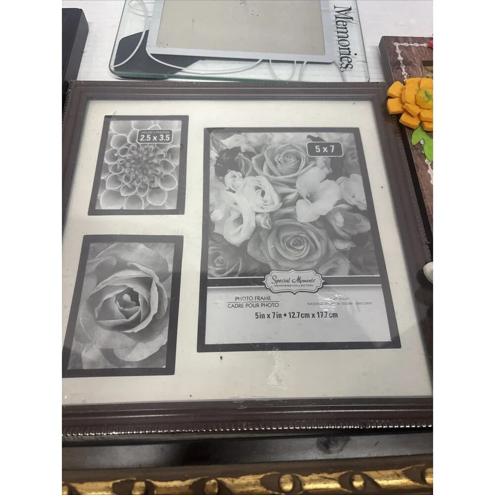 Lot of 6 Picture Frames Mixed Sizes Collage Glass Mom Decorative Canopy New
